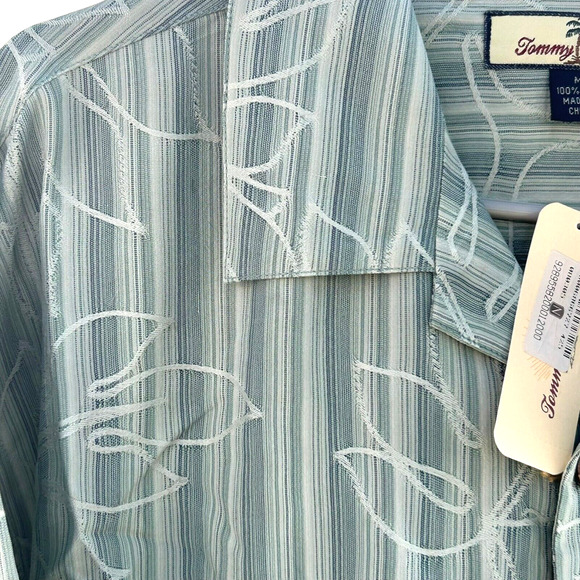 Tommy Bahama Silk Button Up Shirt Mens S Embroidered Green Floral Short Sleeve - Picture 8 of 12
